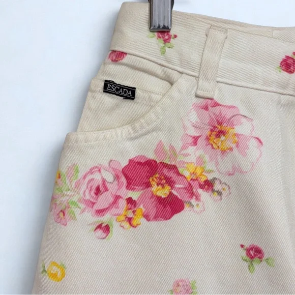 💝 Escada by Margareth Ley Vintage Floral Jeans- Rare 1980s/90s - Picture 4 of 12